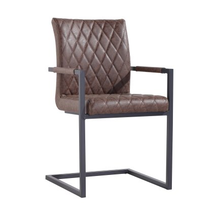 Diamond Stitch Carver Chair in Brown