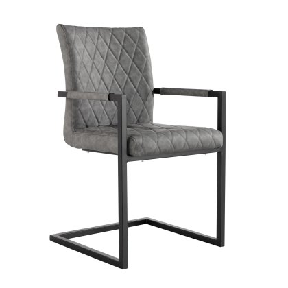 Diamond Stitch Carver Chair in Grey
