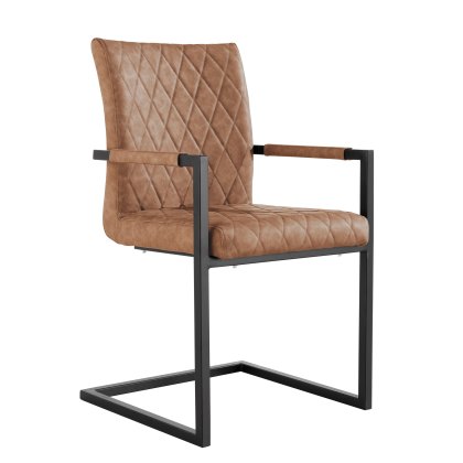 Diamond Stitch Carver Chair in Tan