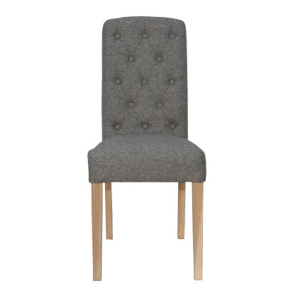 Button Back Upholstered Chair in Dark Grey