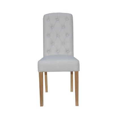 Button Back Upholstered Chair in Natural