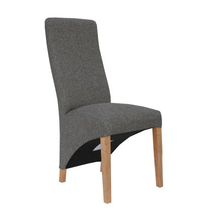 Wave Back Upholsted Fabric Chair in Dark Grey