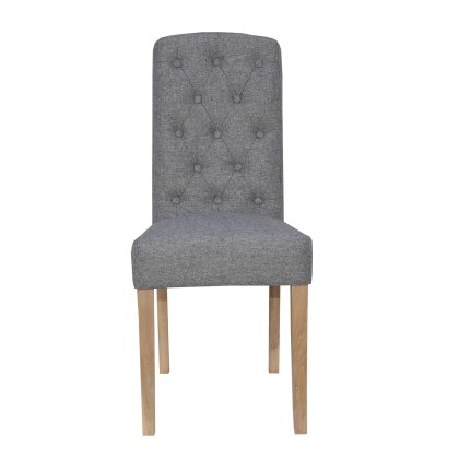 Button Back Upholstered Chair in Light Grey