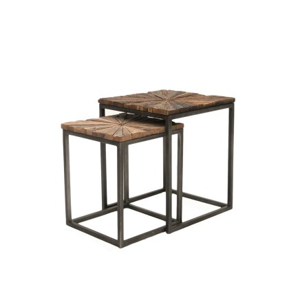 Coach House Natural Square Side Tables Set of 2
