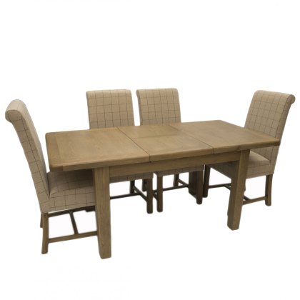 Heritage 1.3m Extending Dining Table with 4 Natural Upholstered Chairs Heritage 1.3m Extending Dining Table with 4 Natural Upholstered Chairs
