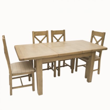 Heritage 1.3m Extending Dining Table with 4 Cross Back Natural Chairs