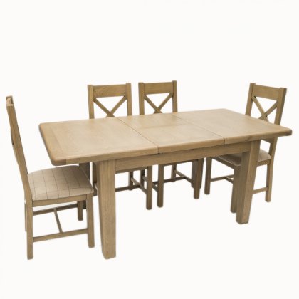 Heritage 1.3m Extending Dining Table with 4 Cross Back Natural Chairs Heritage 1.3m Extending Dining Table with 4 Cross Back Natural Chairs