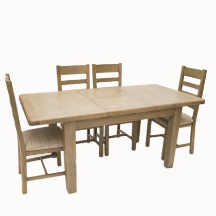 Heritage 1.3m Extending Dining Table with 4 Ladder Back Natural Chairs