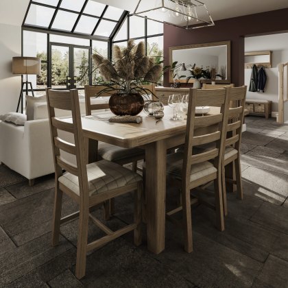 Heritage 1.3m Extending Dining Table with 4 Ladder Back Natural Chairs