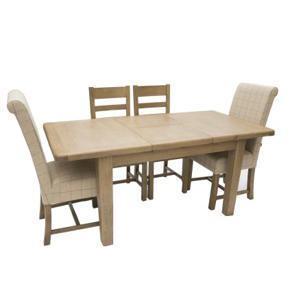 Heritage 1.3m Extendable Table & 2 Natural Upholstered Ladder Back Chairs