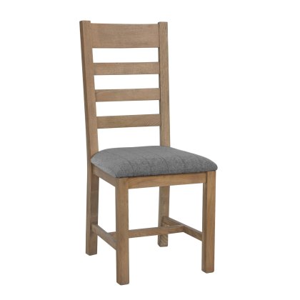 Heritage 1.3m Extendable Table & 2 Grey Upholstered Ladder Back Chairs