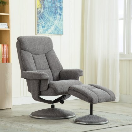 Biarritz Swivel Recliner Chair & Stool Set in Lisbon Grey Biarritz Swivel Recliner Chair & Stool Set in Lisbon Grey