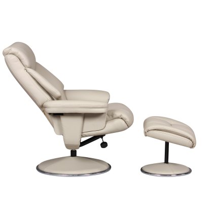 Biarritz Swivel Recliner Chair & Stool Set in Bone