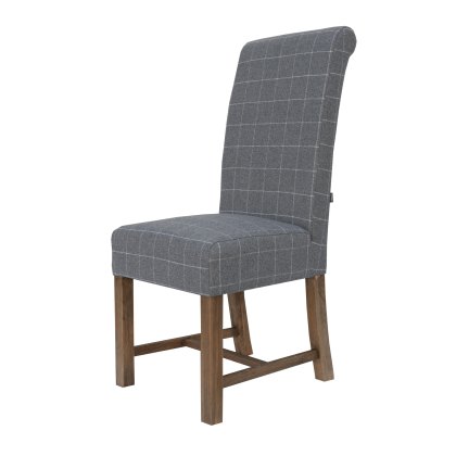 Heritage Upholstered Dining Chair in Check Grey