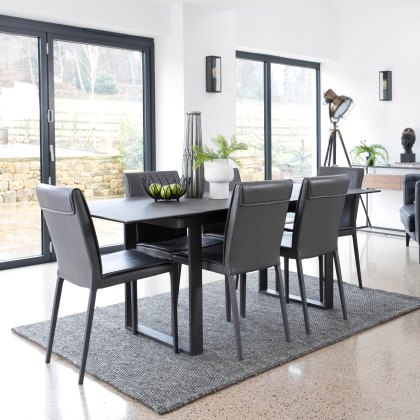 Panama Extending Dark Grey Table and 6 Rocco Chairs