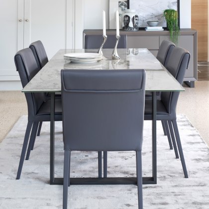 Panama Extending Light Grey Table and 6 Rocco Chairs