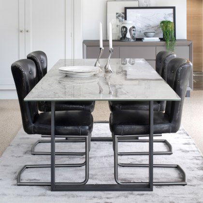 Panama Extending Light Grey Table and 4 Orion Chairs in Silver