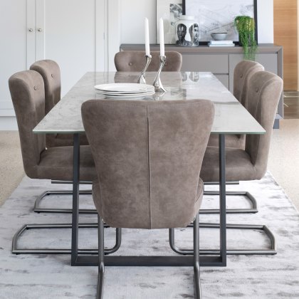 Panama Extending Light Grey Table and 6 Orion Chairs in Grey