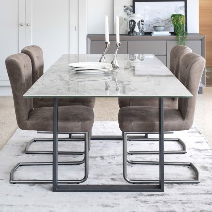 Panama Extending Light Grey Table and 4 Orion Chairs in Grey