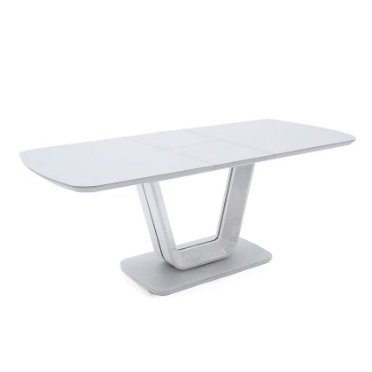 Lazzaro 1.6m White Extending Table with 4 Grey Irm