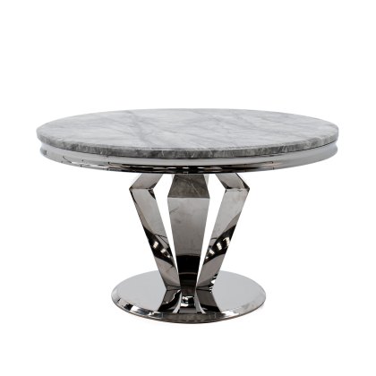Arturo Round Dining Table and 4 Belvedere Chairs in Pewter