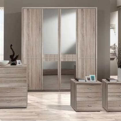 Wiemann Rhodes 4 Door Wardrobe With Centre Mirrors & Frame