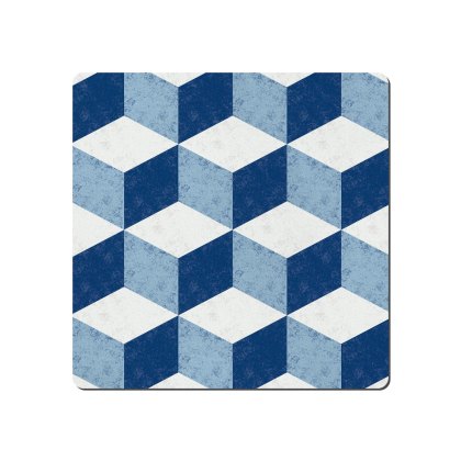 Denby Set of 4 Blue Geometric Square Placemats Denby Set of 4 Blue Geometric Square Placemats