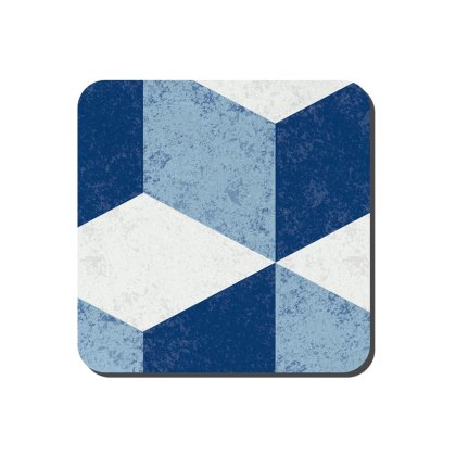 Denby Set of 4 Blue Geometric Square Coasters Denby Set of 4 Blue Geometric Square Coasters