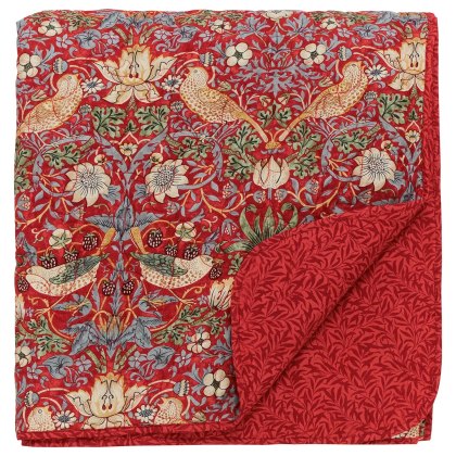 Morris & Co Strawberry Thief Quilted Throw