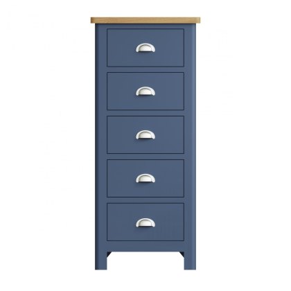 Hastings 5 Drawer Narrow Chest in Blue