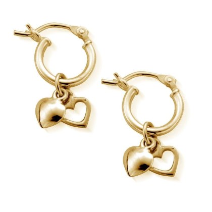 ChloBo Gold Double Heart Hoops