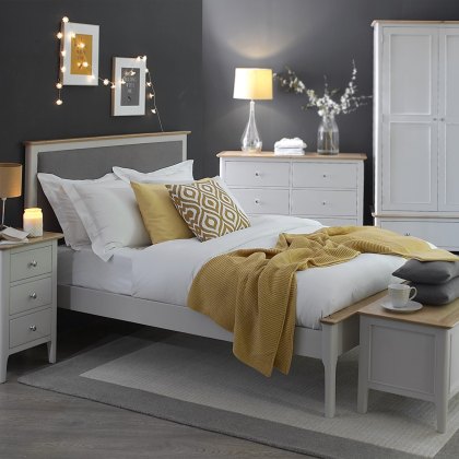 Lakeshore Bedroom 5' Bed With Grey Fabric Headboard