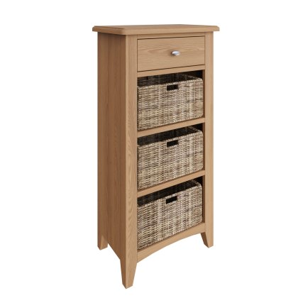 Stiffkey 1 Drawer 3 Basket Unit in Oak