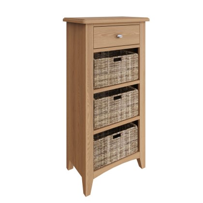 Stiffkey 1 Drawer 3 Basket Unit in Oak