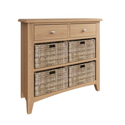 Stiffkey 2 Drawer 4 Basket Unit in Oak