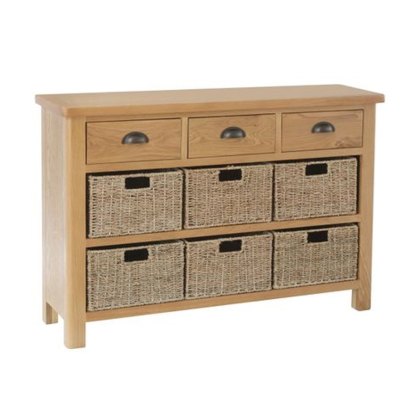 Hastings 3 Drawer 6 Basket Unit in Oak