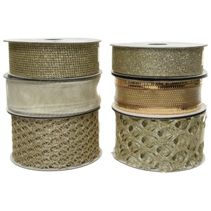 Ribbon White/Gold 6 Assorted