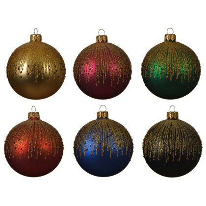 Deco Glitter Lines Single Bauble Assorted Colours