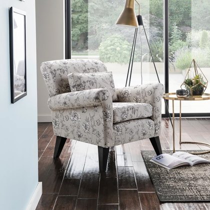 Beaumont Accent Chair in Floral Mocha Fabric