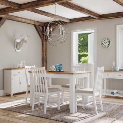 Stiffkey White 1.2m Extending Table and 4 Chairs in White