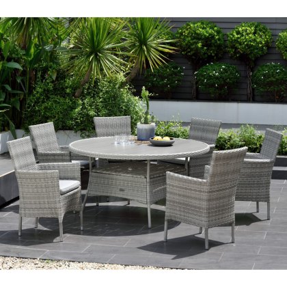 Aruba 6 Seater Round Dining Set with Stacking chairs