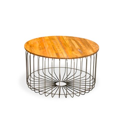 Round Birdcage Coffee Table with Hinge Top