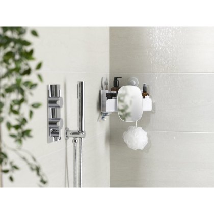 Joseph Joseph EasyStore Corner Shower Cad with Mirror White