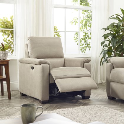 Spencer power recliner chair in silver grey fabric