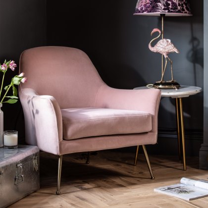 Wilson Occasional Chair in Pink Velvet
