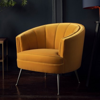 Mariah Occasional Chair in Yellow Velvet