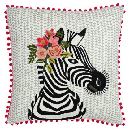 Funky Zebra Feather Cushion