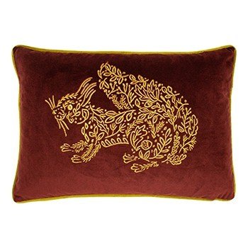 Forest Fauna Cushion Poly Filled Burgundy/Gold 35x50