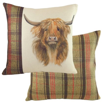 Hunter Highland Cow Cushion Poly Filled 43x43 Hunter Highland Cow Cushion Poly Filled 43x43