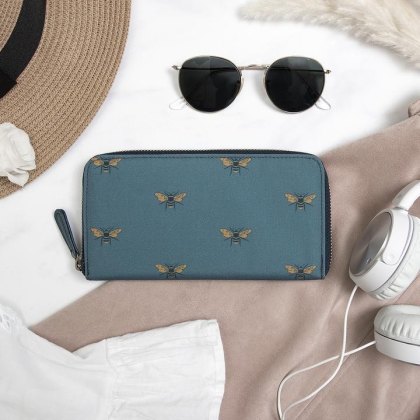 Bees Teal Wallet Purse